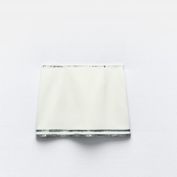 Zara RHINESTONE SKORT Size Small NWT $69.95 White Mid-rise skort - Picture 9 of 10